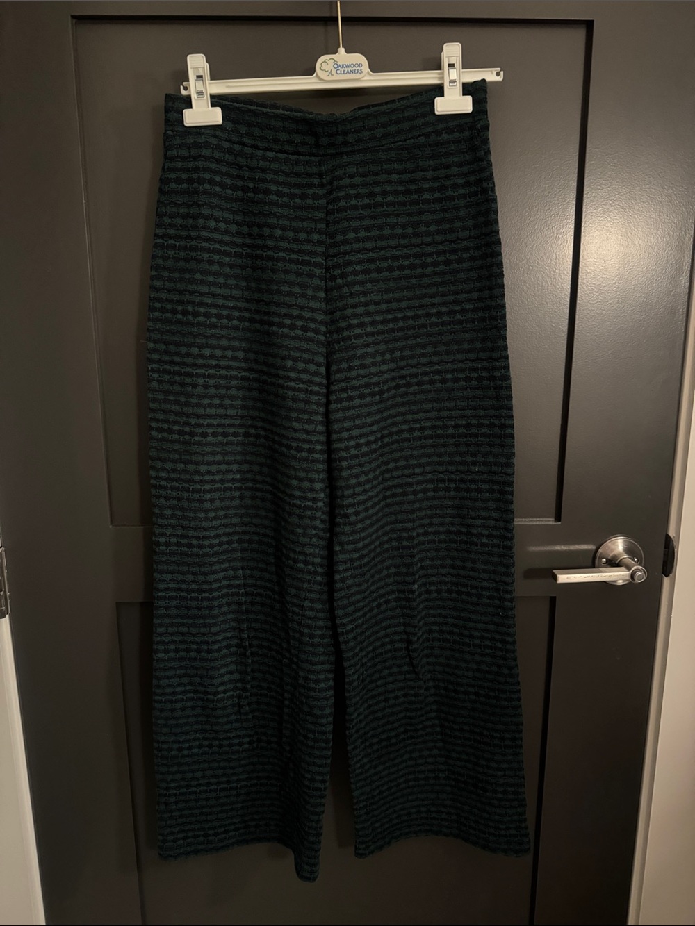 Zara Dark Green and Black Wide-Leg Knit Pants